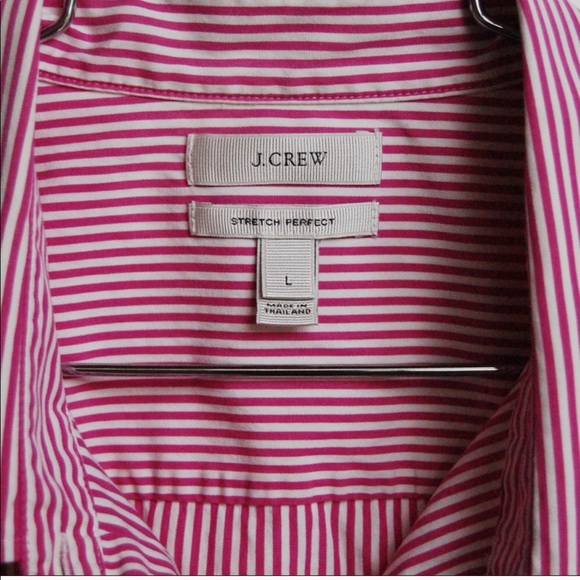 J. CREW perfect shirt pink stripe button down L - Picture 3 of 4